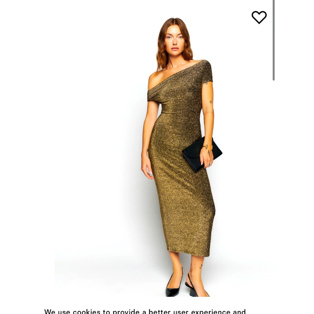NWT Sold out beautiful Reformation Gold sparkle James knit dress Med